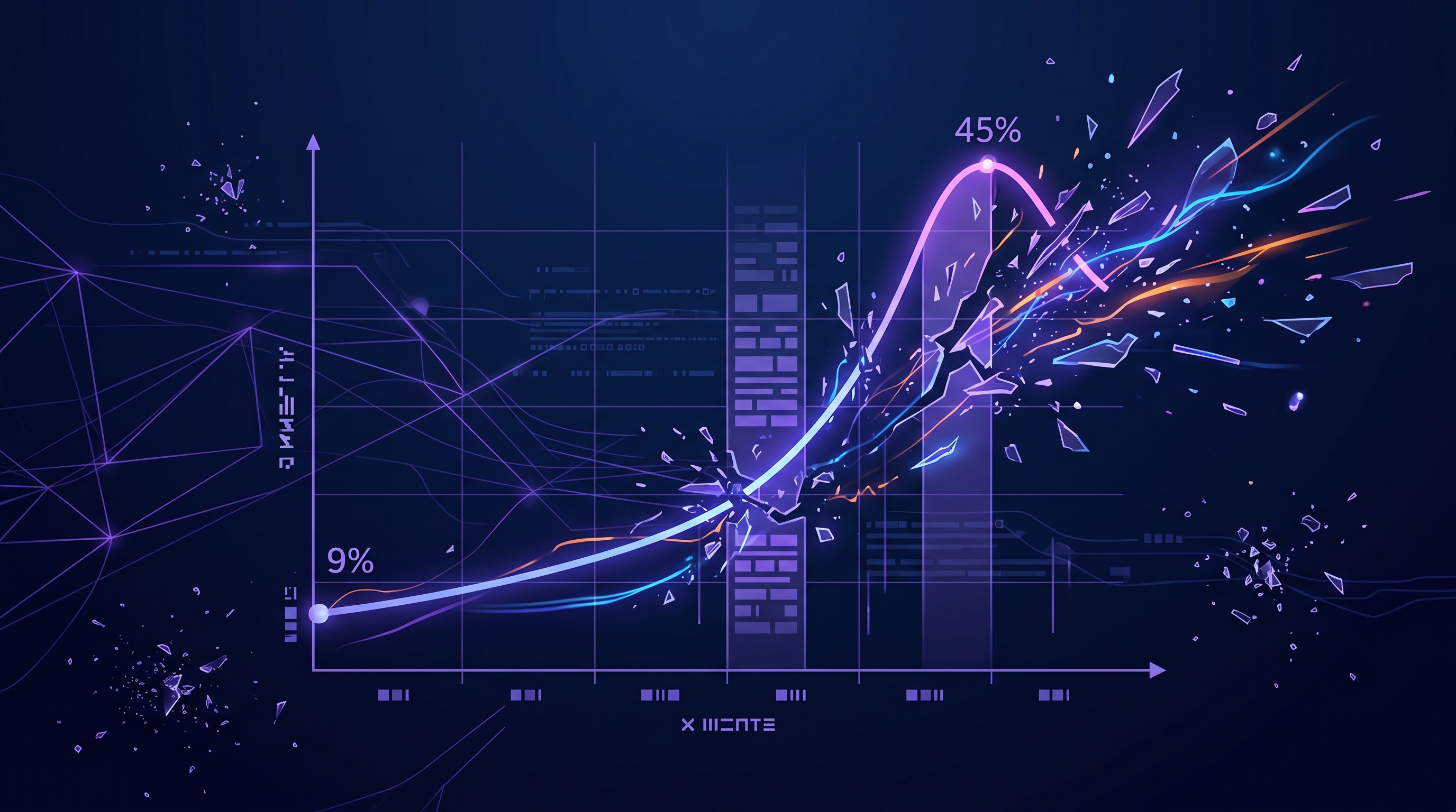 Chart showing cheating detection rates climbing from 9% to 45% and shattering